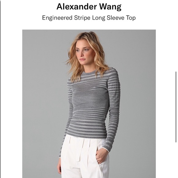 EUC Alexander Wang Engineered Stripe Long-sleeve top - Sz S - Picture 3 of 5